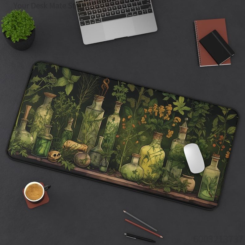 Desk Setup With Plants - Wiedźmińskie Botaniczne Ziołowe Herbatki Rośliny Dekoracja
