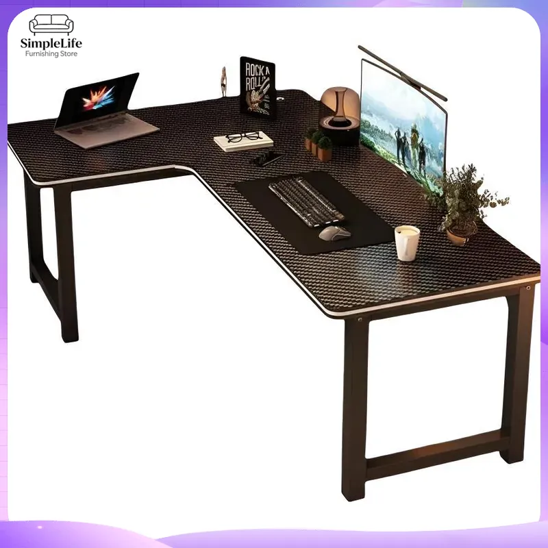 Desk Setup Study - Narożne biurko gamingowe z półką do