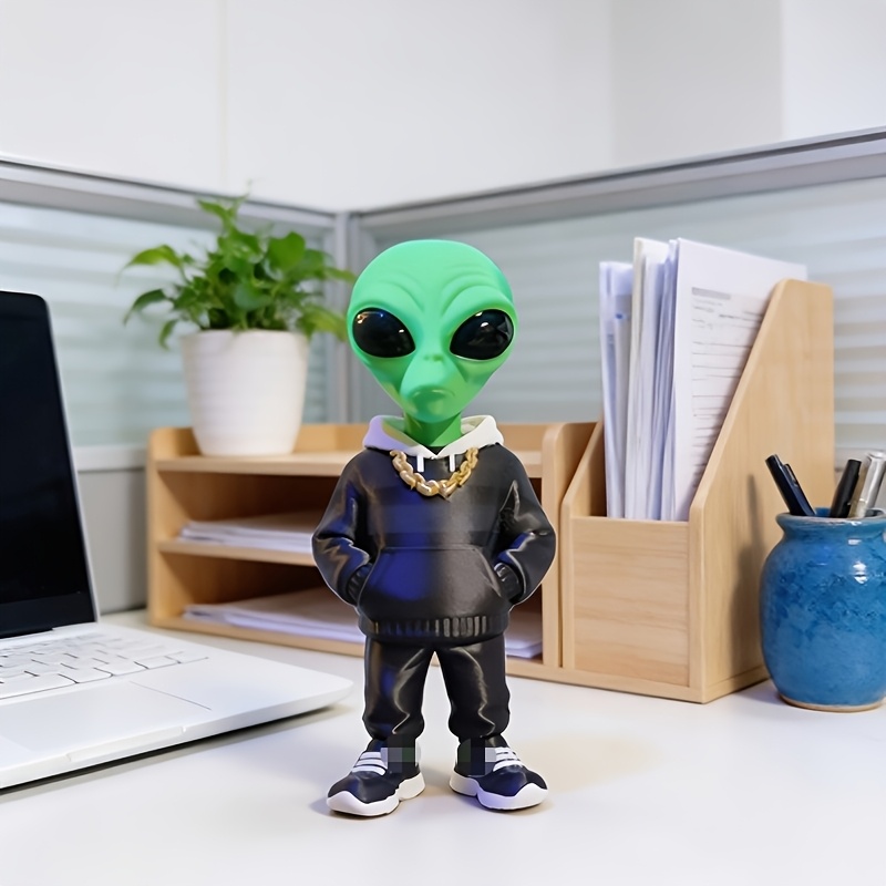 Desk Setup Design - 1 sztuka zielonej figurki kosmity z